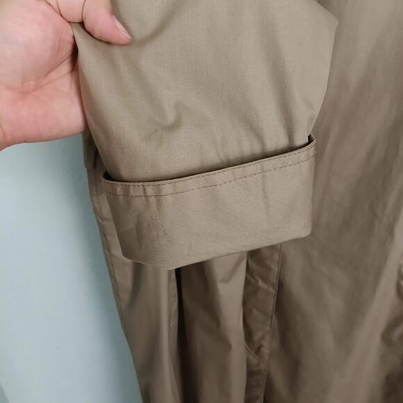 THE TOTES COAT Women's Vintage 80s Tan Button Up Rain Trench Coat Pockets Sz 18½ - Picture 8 of 13